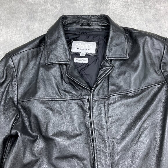 Wilsons M. Julian Jacket Men Large 48 Black Leather Zip Thinsulate Ultra 90s VTG - Picture 2 of 12